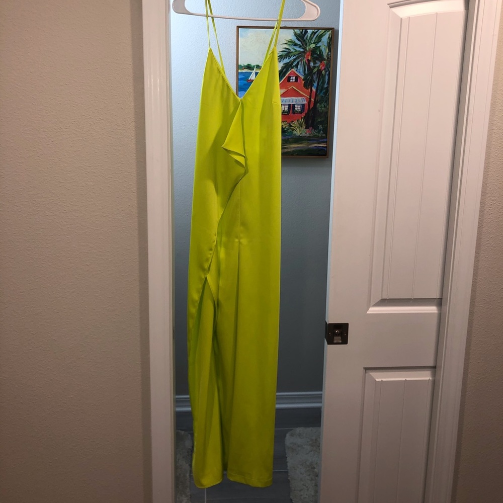 Bright lime-green low-back jumpsuit